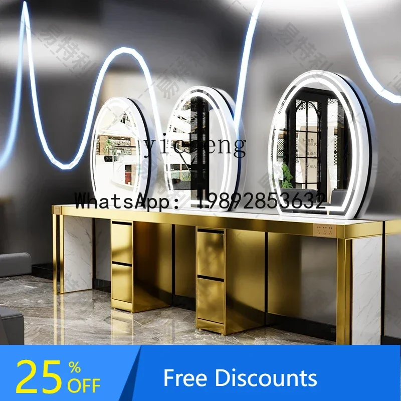 

hair salon special mirror table perm and dyeing area with desktop barber shop, hair salon mirror cabinet integrated
