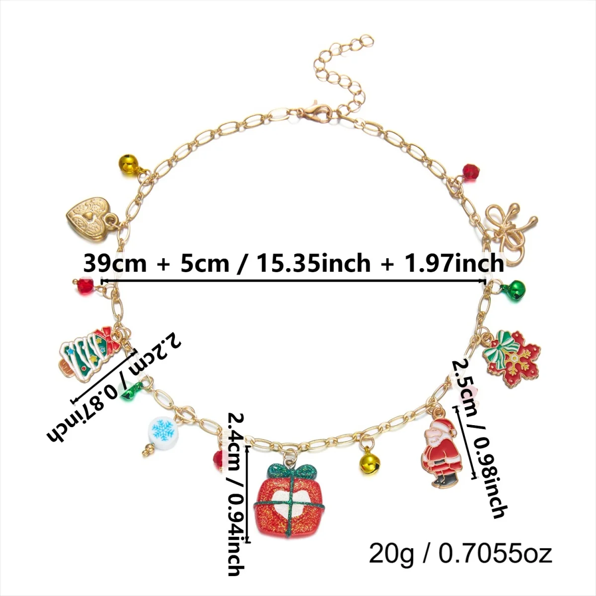 Weihnachts-Halskette mit Lebkuchenmann, Weihnachtsbaum, Hirsch, Schneeflocke, simulierten Perlen für Damen und Herren, Weihnachtsmann-Glocken, Choker, Party-Schmuck – Detail 33