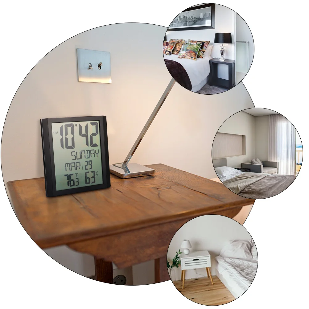 

Large Screen Wall Clock Temperature Humidity Digital Display Silent Home Decor Bedroom Living Room Office Hanging Clock