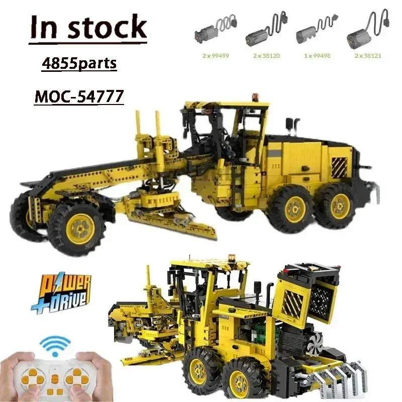 Neue MOC-54777 1:12 Modell Landwirtschaft RC Motor Grader Bau Lkw G970 Bausteine 4855 Null Baustein