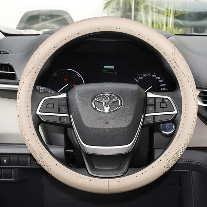 For Toyota Highlander Avalon Camry Corolla CITY RAV4 Interior O Shape Steering Wheel Cover Brain Covers Car Accessories Leather