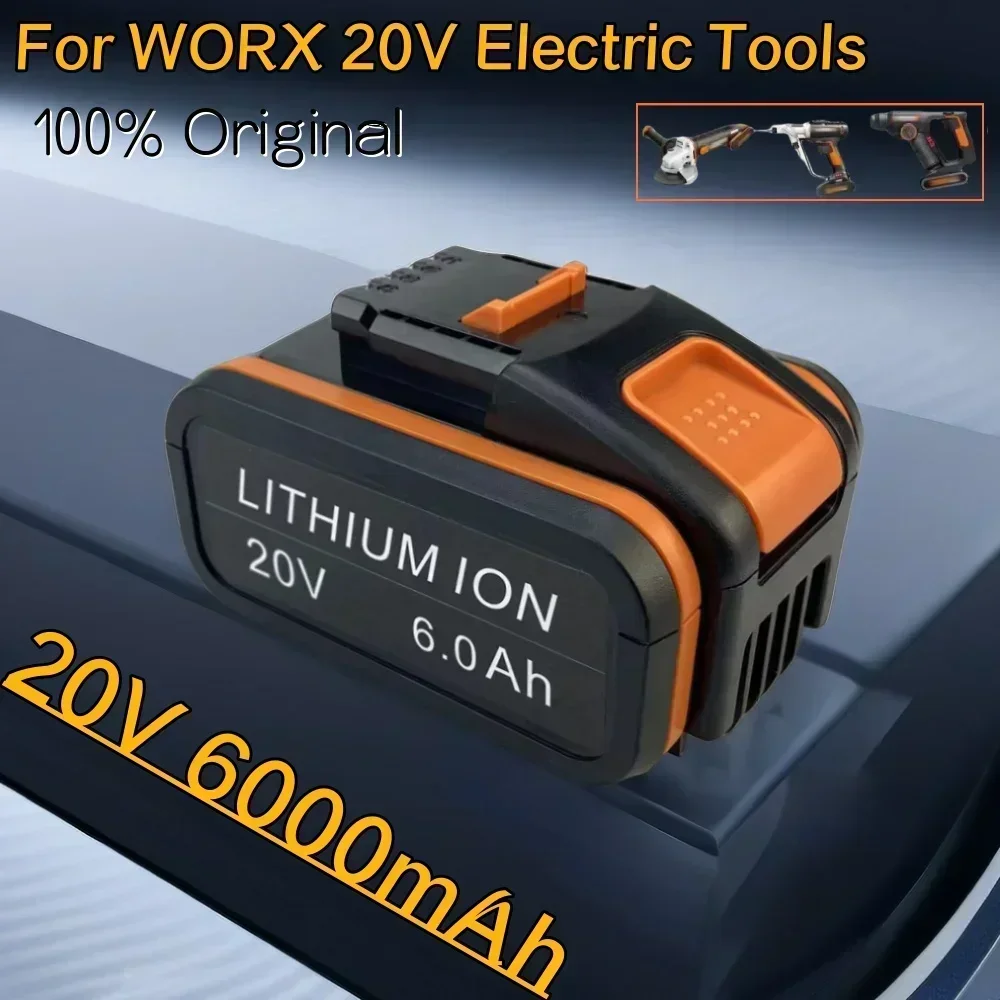 

For Worx WA3553 20V 6.0Ah Battery Cordless Power Tool Spare Batteriies WA3572 WA3553 WX390 WA3551 WX176 WX178 Battery