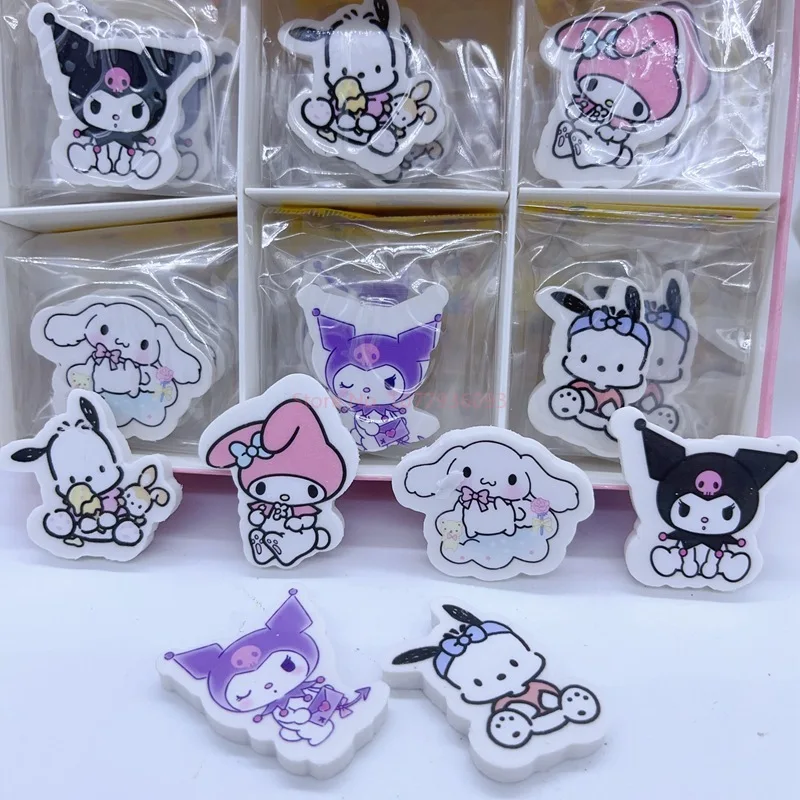 36pcs Sanrio Cartoon Eraser New Cute Pochacco Cinnamoroll Pencil Eraser Student Stationery Kid School Supplies Prizes Wholesale