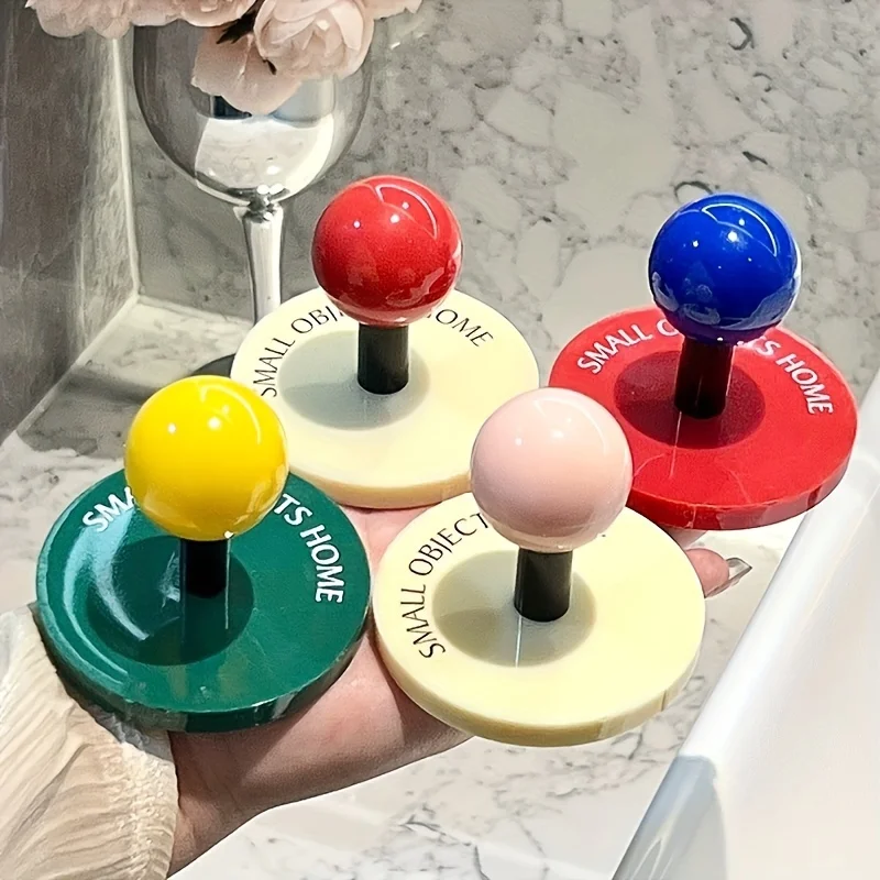 

One set of 4 rainbow-colored spherical hooks, stylish wall-mounted no-drill easy-to-install hook, suitable for bathrooms
