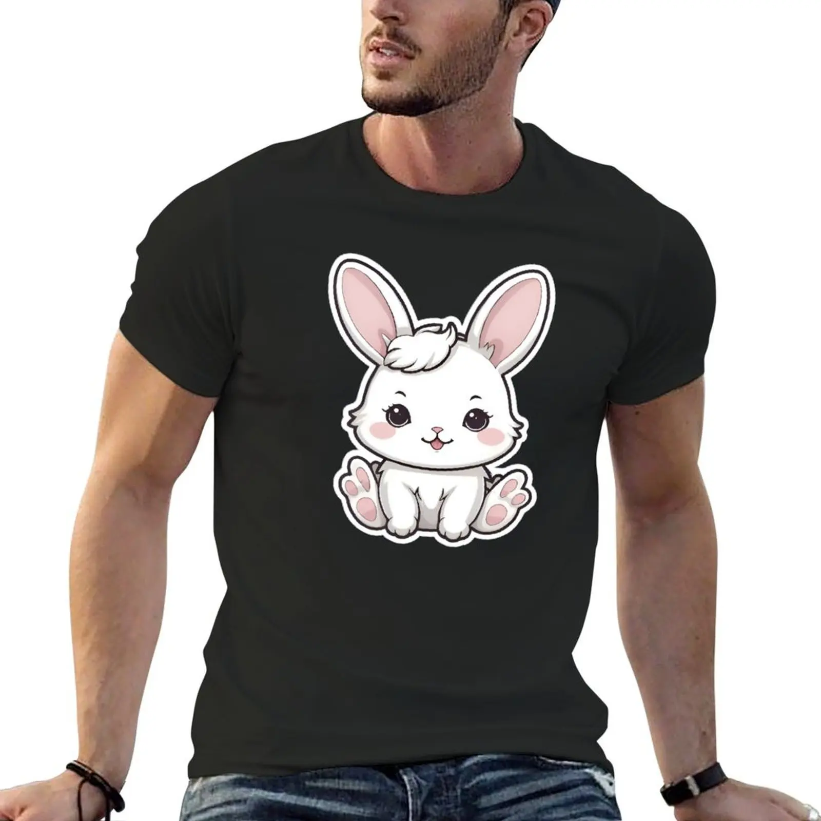 

cute little white rabbit T-Shirt animal prinfor boys graphic shirts mens workout shirts