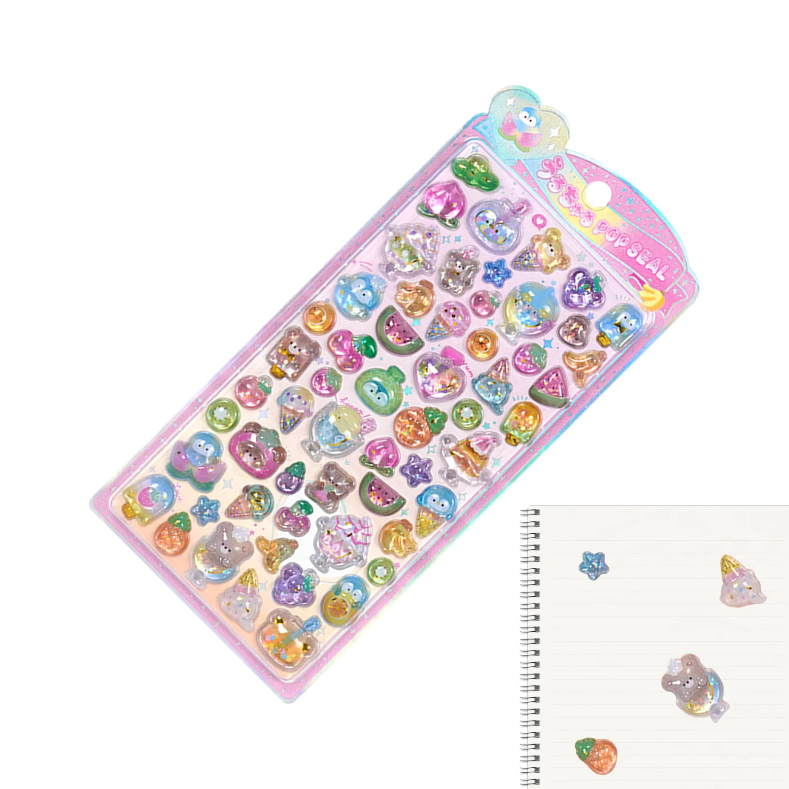 Cute Animal Sticker Pack 3D Sparkly Stickers Resin Crystal Texture Decals  for Scrapbooking Notebook Decal Hand Account Decals