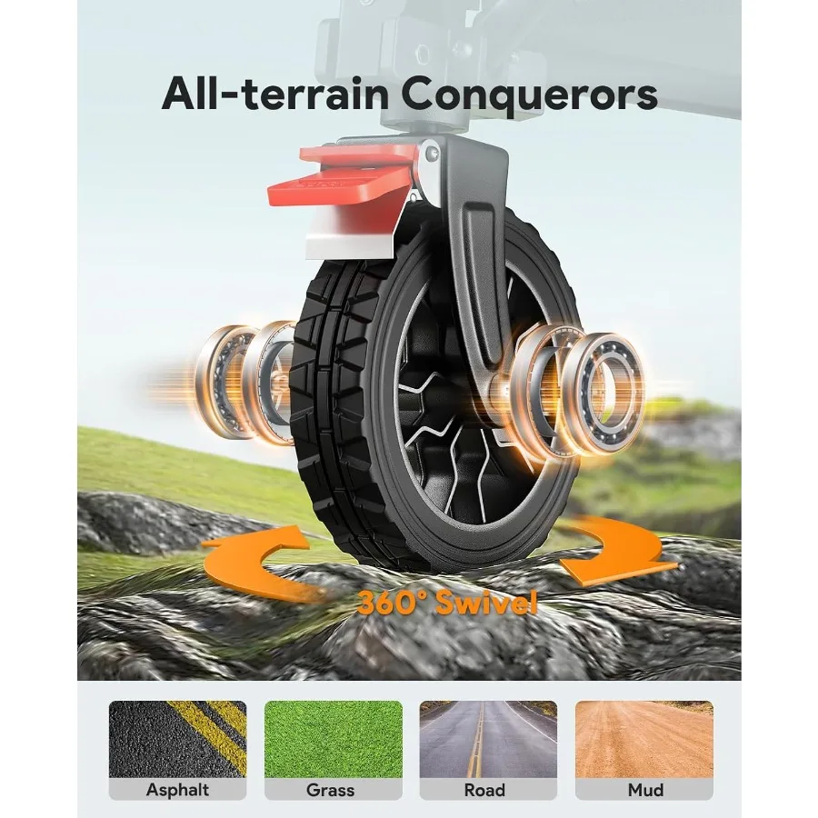 عربة قابلة للطي بسعة 330 رطل ومساحة تخزين كبيرة 180 لترًا وعربة أدوات شديدة التحمل مع عجلات لجميع التضاريس و #6