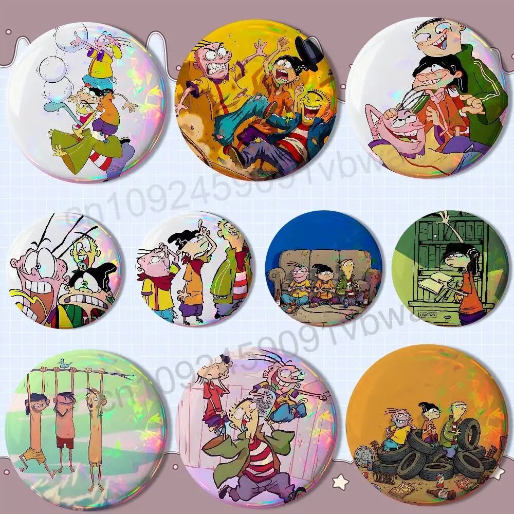 

cool Ed and Edd and Eddy Badge on Backpack Clothes decoration Tinplate Round Brooch Funny Custom Gifts for Friend