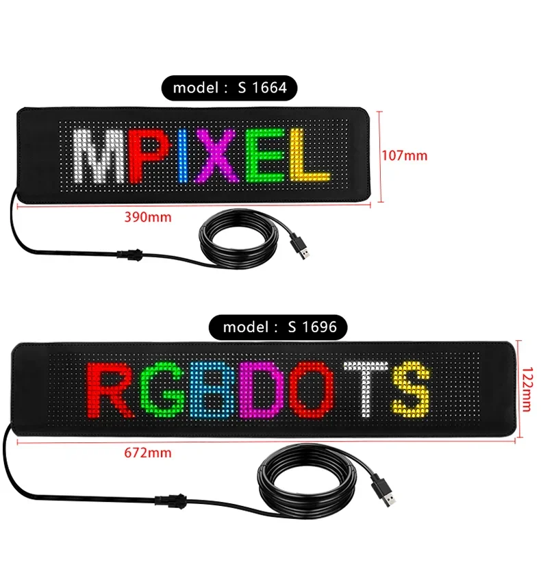 Imagem -05 - Led Rgb Screen Sign Advertising Panel Exibição da Janela Traseira do Carro Exibição Dobrável de Mensagem de Rolagem Board App Soft Flexible App