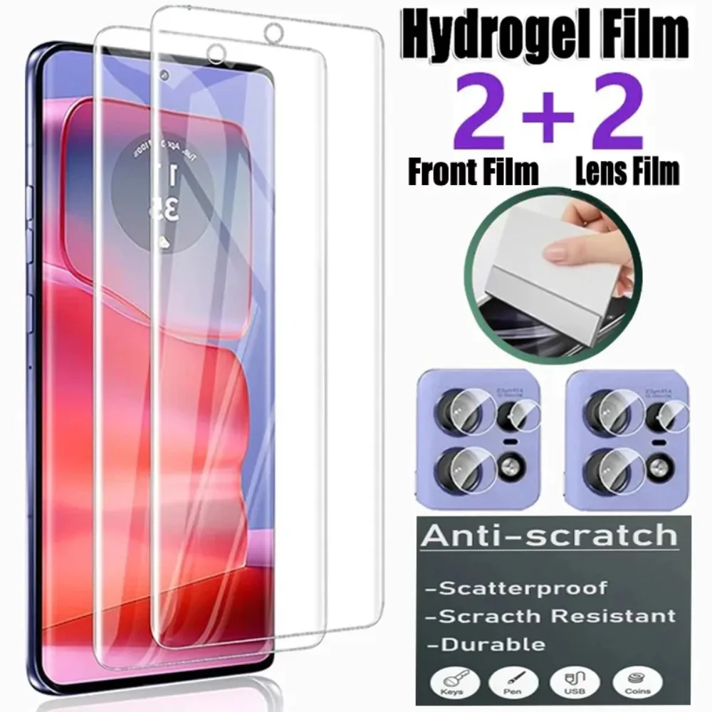 Película de hidrogel de cubierta completa 4 en 1 para Motorola Moto G86 G56 G85 G75 G55 G15 película protectora de lente de cámara para Moto G84 G54 G14 E15