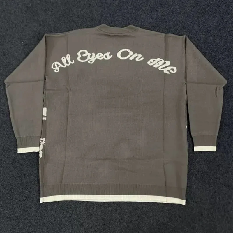 

Темная мода с круглым вырезом Harajuku Aesthetics Персонализированные модные брендовые нишевые дизайнерские вязаные свитера с буквами жаккардового цвета в стиле панк для пар