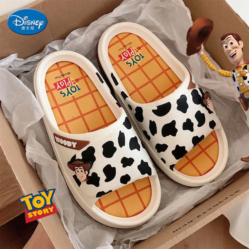 Anime peripheral Cute Cartoon Toy Story Woody Summer Slippers Home Comfortable Soft-Soled Anti-Slip Thick Sole Flip Flop for Men