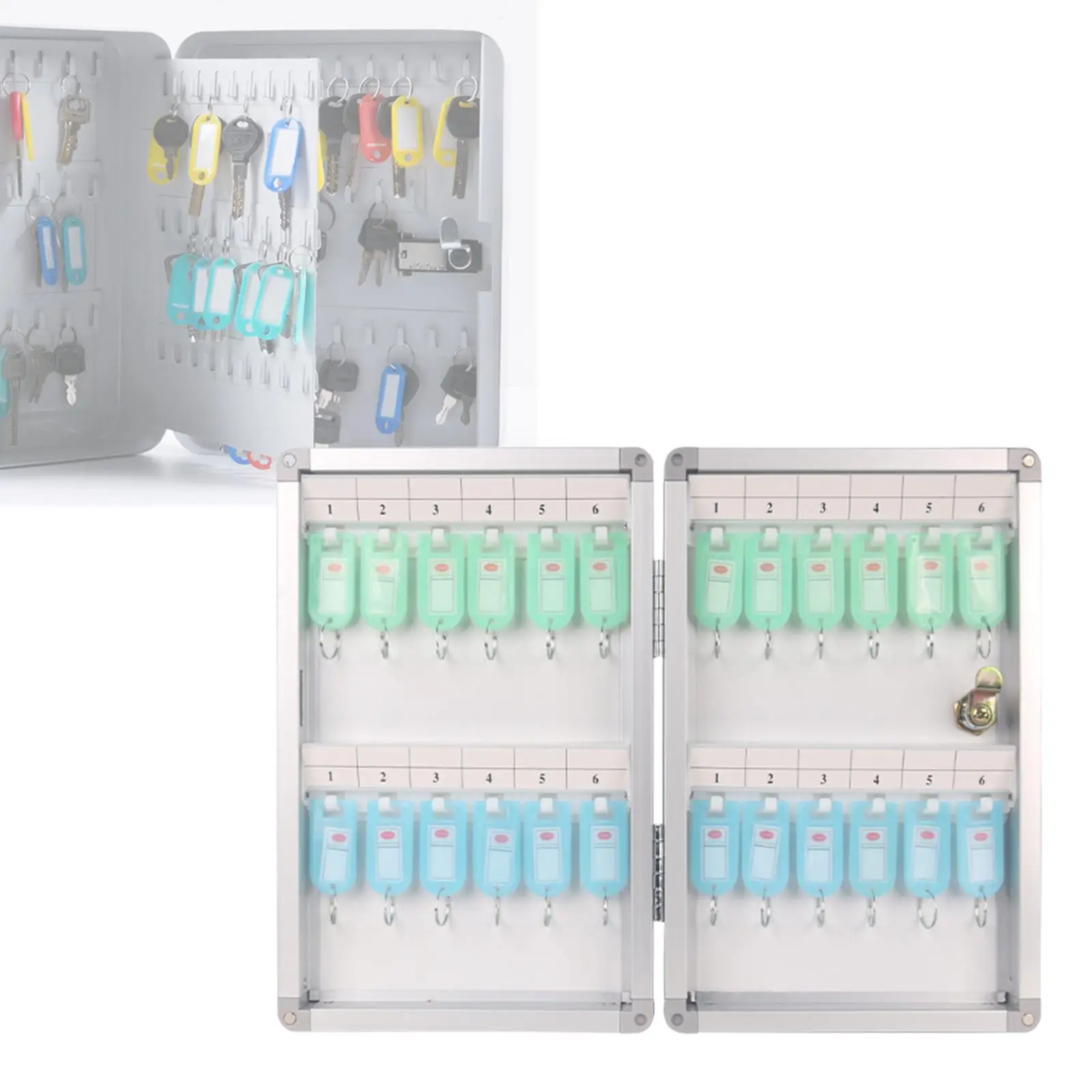 Key Storage Box Aluminum Alloy with Key Tag Labels Wall Mount Management Key Organizer Lockbox Holder for Hotels Car Office Key