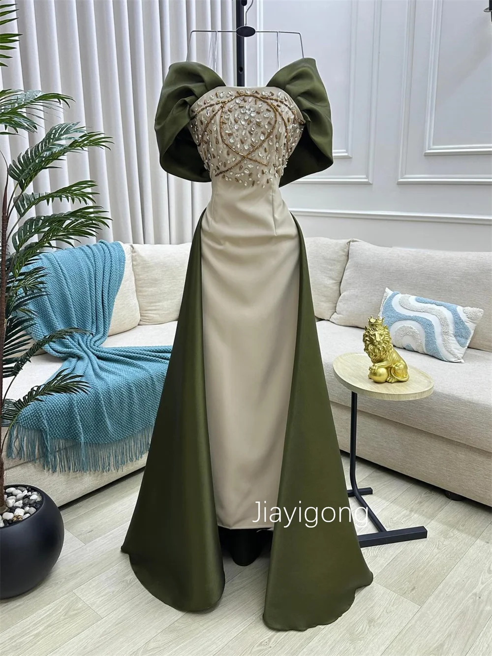 Customized Fashion Jersey Sequined Pleat Straight Off-the-shoulder Long Dresses Bespoke Occasion Exquisite Classic