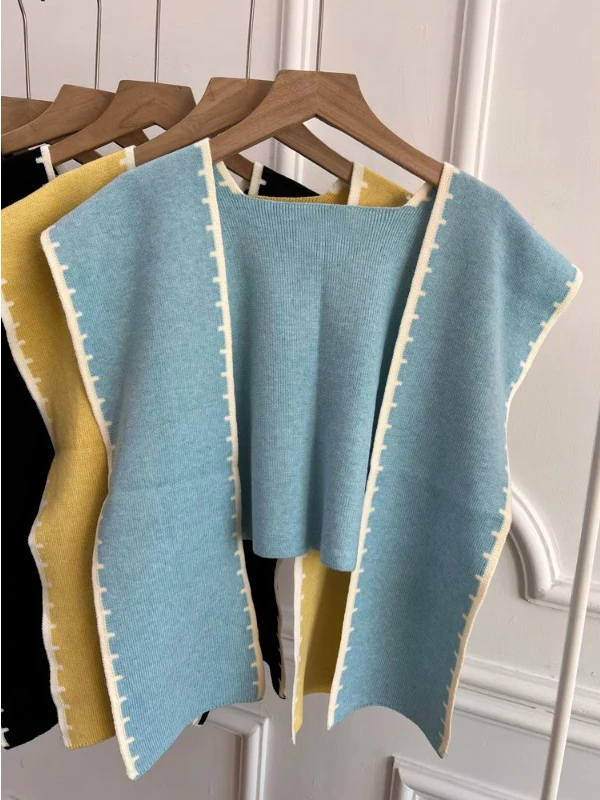 Ele Knitted awl Women's Outerwear Spring Summer New Design Drt Air Conditioned Room oulder Accory Korean Sle