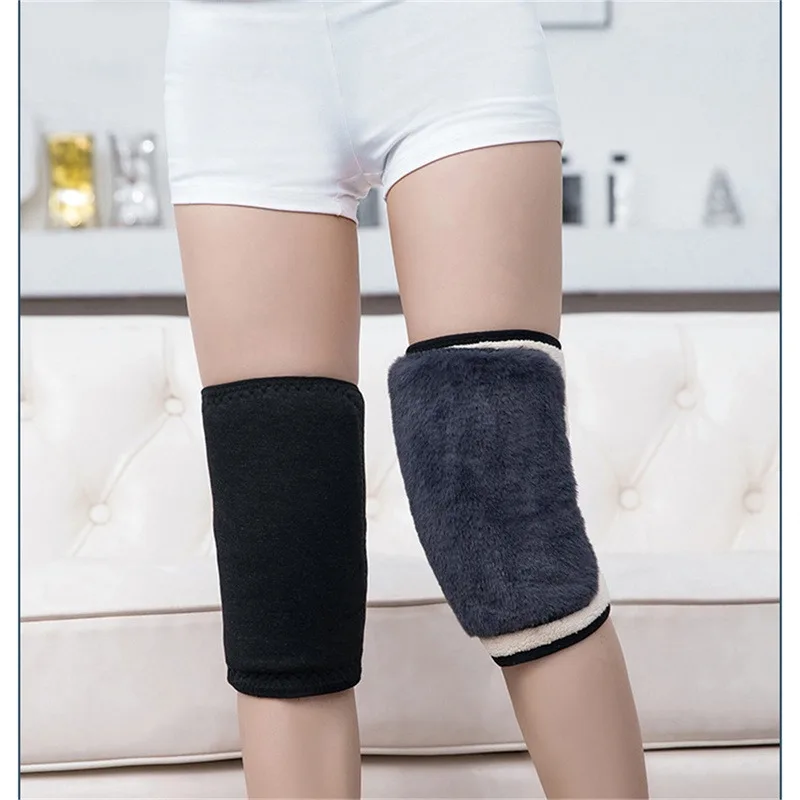 Rodilleras cálidas de invierno para calentadores de piernas para hombres mayores, rodillera para artritis de piernas frías, rodillera, Protector de rodilla de piel de conejo falsa