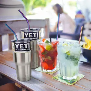 Colorful stainless steel straw set, metal utensils, environmental protection, bar, coffee, milk, tea, juice, 5 pcs 8 Main Sales Stainless Steel Stain - №6