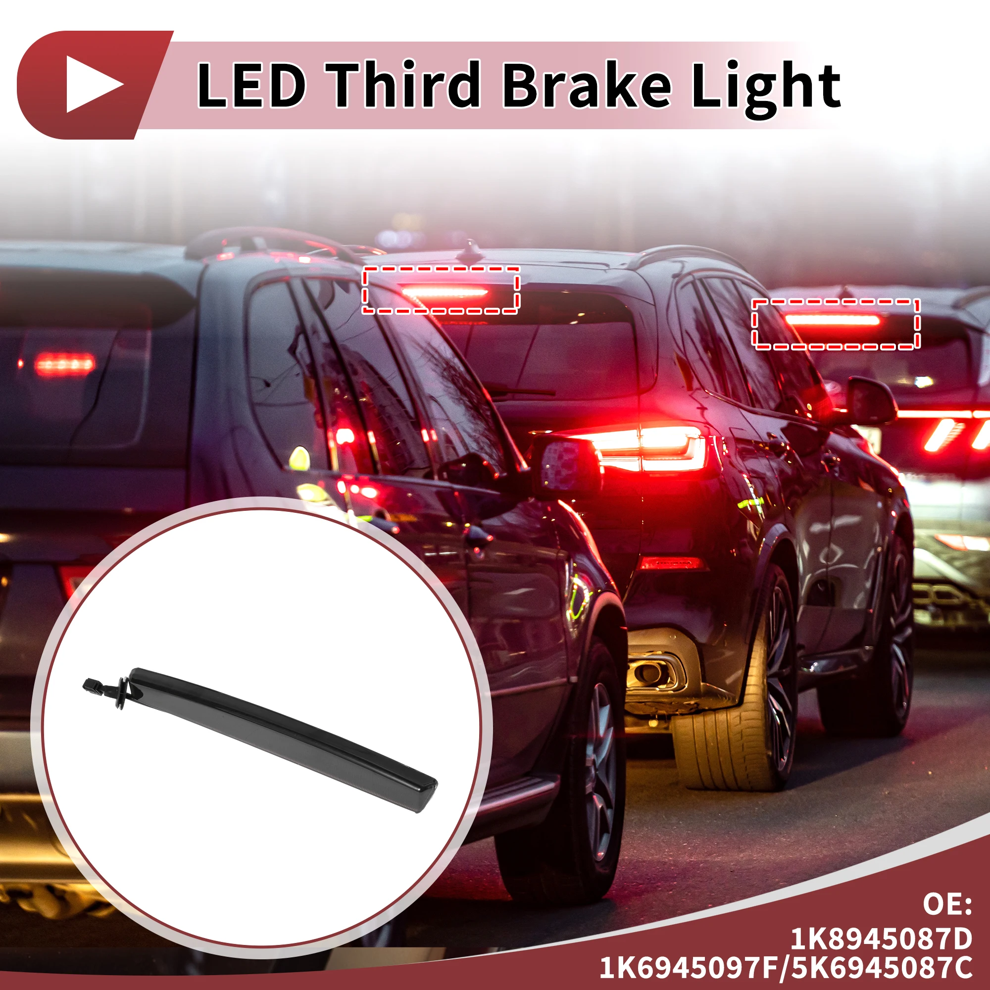 UXCELL Black LED Third Brake Light for VW Golf Mk5/GTI/R32 2005-2009 No.1K8945087D
