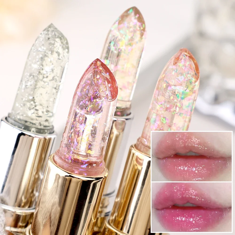 4 Colors Transparent Pearlescent Lipstick Moisturizer Crystal Jelly Lipsticks Sexy Temperature Color Changing Lip Balm Lips Care