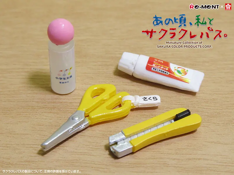 Original Japan Re-ment Cute Anime Simulation Art Supplies Sakura Stationery Crayon Paint Figure Kawaii Miniature Candy Toys