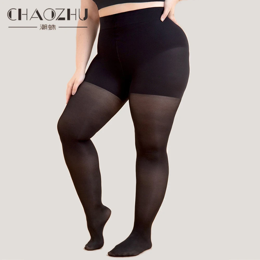 CHAOZHU ue usa kobiety czarny 40D przezroczyste mocno rajstopy S-3XL 100KG Fit duże Plus rozmiar jedwabna pończocha OL anti-zaczepienie