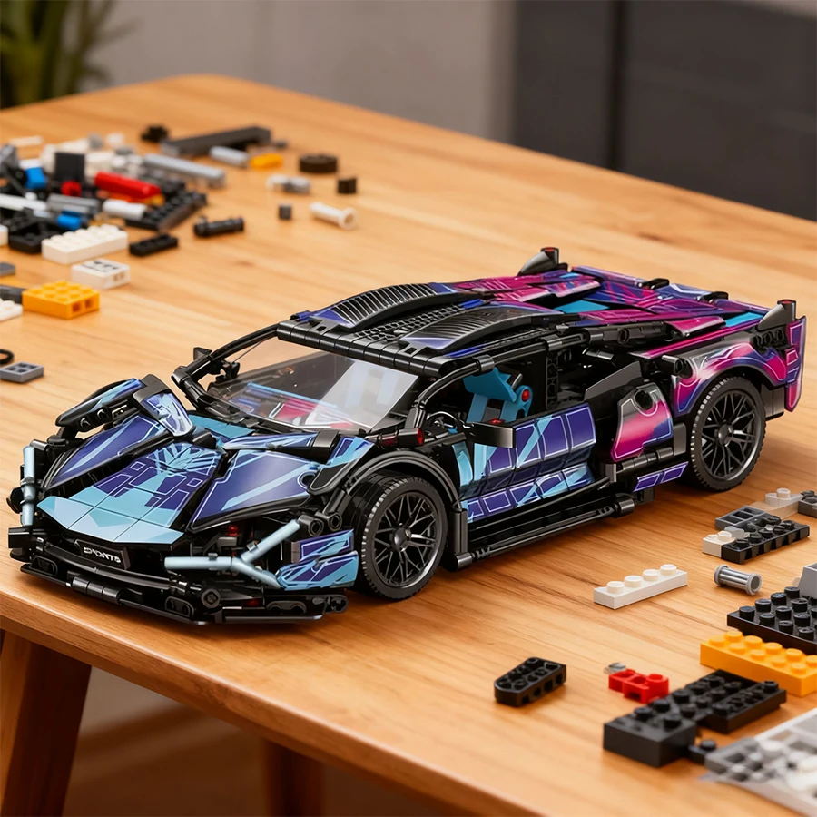 

1:14 Cool sports car building blocks, sports car series building blocks,city sports car building blocks, with openable car doors