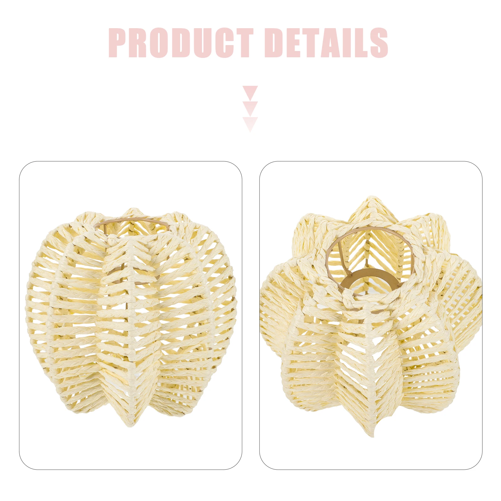 

Imitation Rattan Woven Lampshade Pendant Lamp Shade Rustic Style Decorative Cover for Home Restaurant Hanging Light Replacement