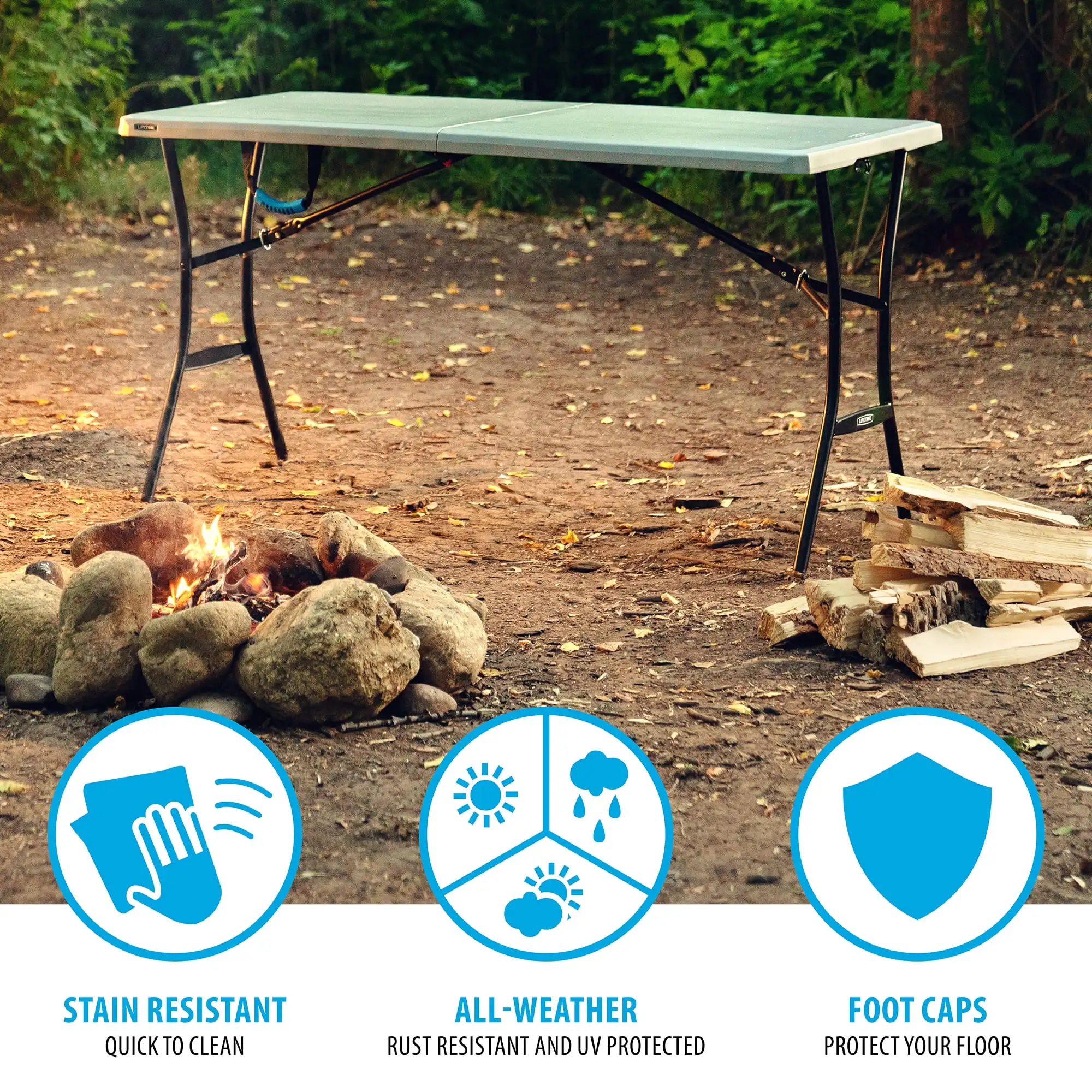 Lifetime 5-Fuß-Rechteck-Klapptisch, Innen-/Außen-Essential, Grau, 60,3" x 25,5" (80861)