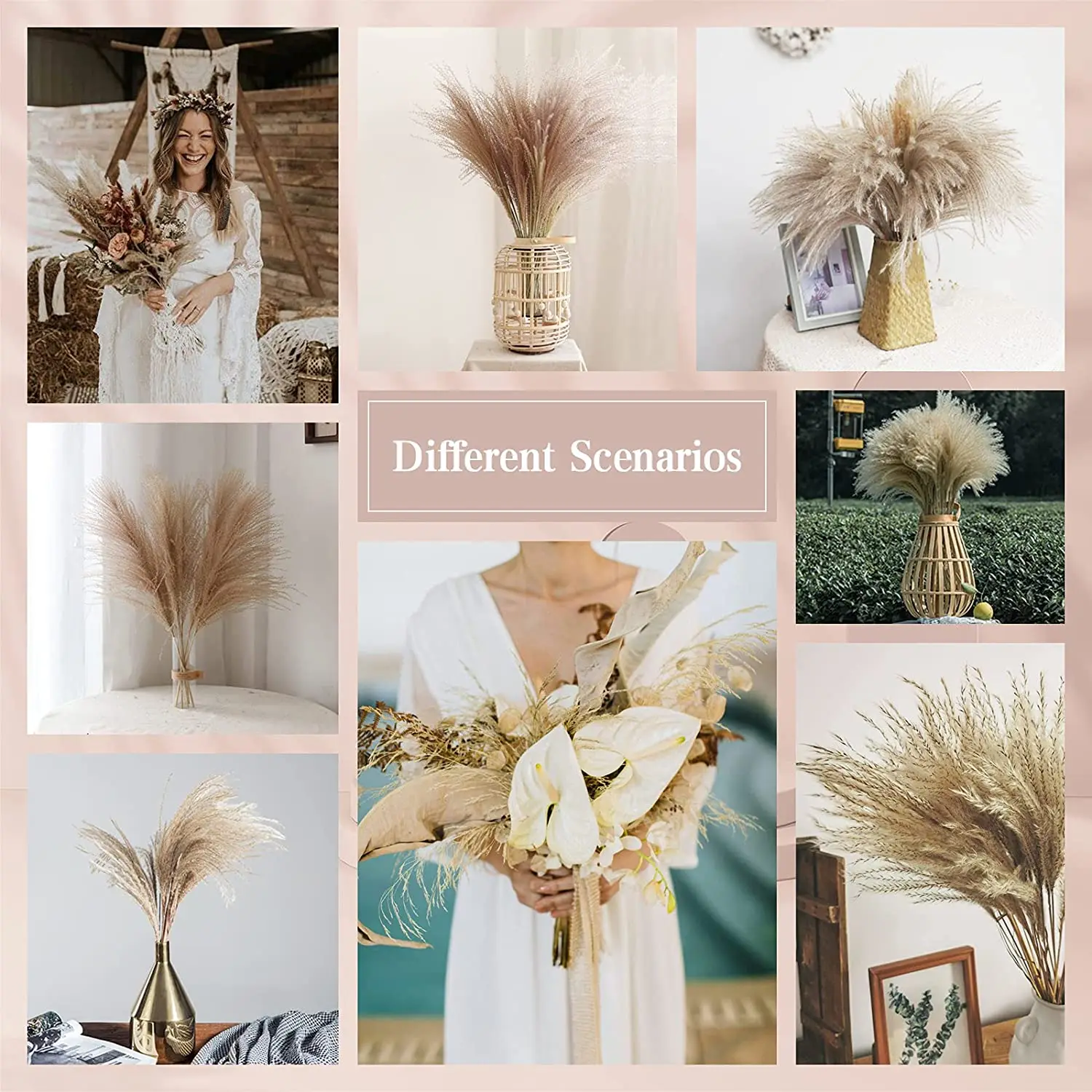 Natural Dried Flowers Pampas Grass Bouquet Boho Home Party Decor Wedding Floral Arrangements Room Tables Decoration Accessories