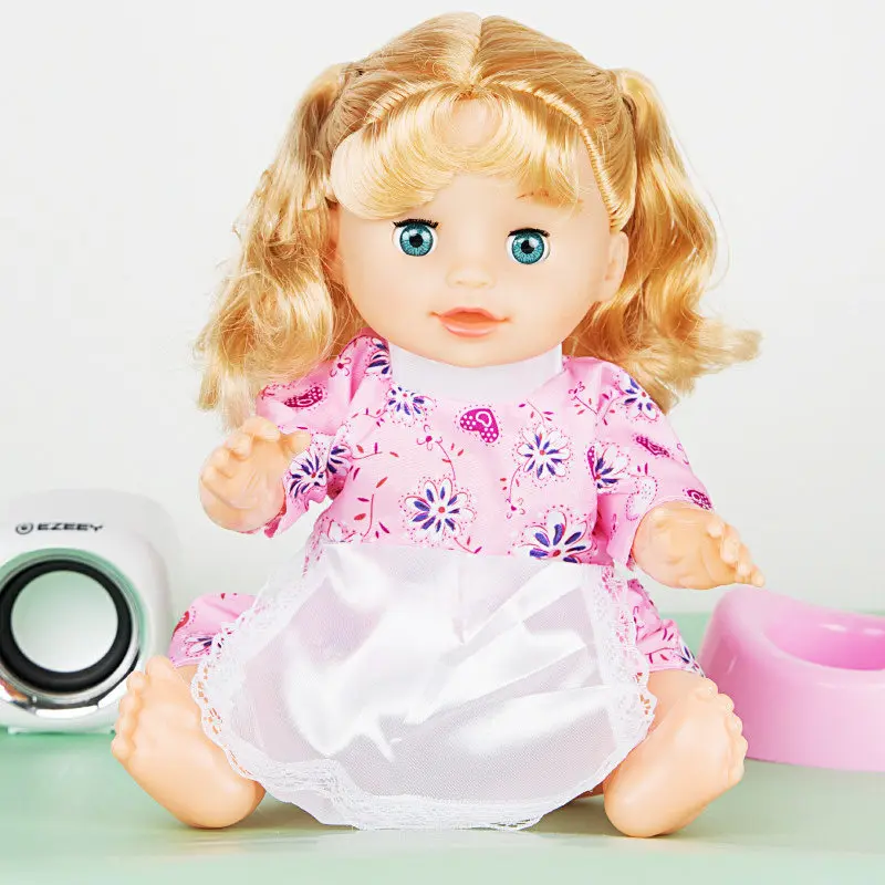 

Интерактивная виниловая кукла EZEEY для девочек: говорящая, моргающая глазами, с функцией питья и мокрой одежды, в комплекте бутылочка для кормления