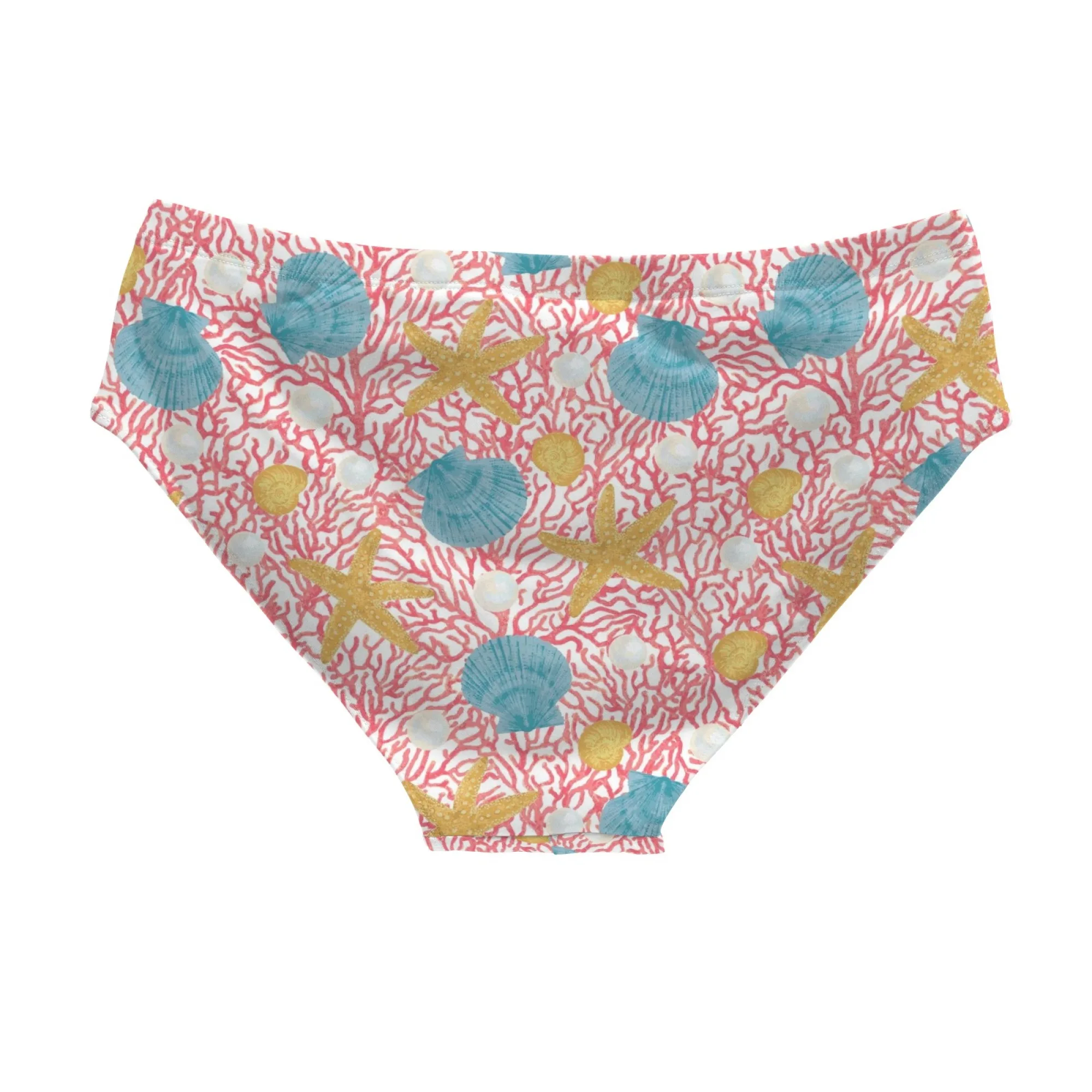 Men's Swim Trunks with Coral Pearl Starfish Print Skin-friendly Comfortable for Beach Pool Party and Summer Vacation Swimwear