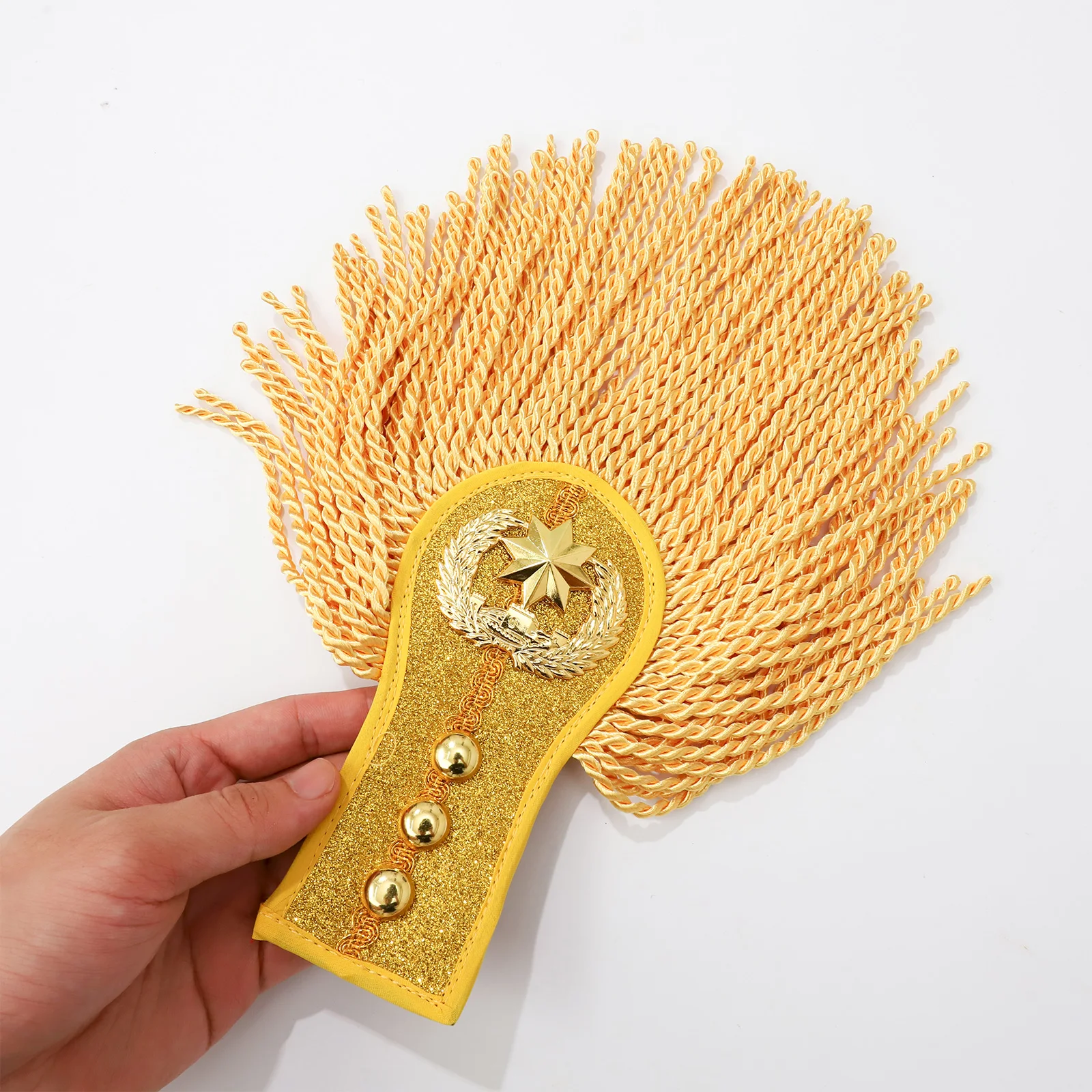 Drum Horn Band Tassel Shoulder Badge Fringe Chain Applique Epaulet Clothing Costume Accessories for Uniform Matching Party