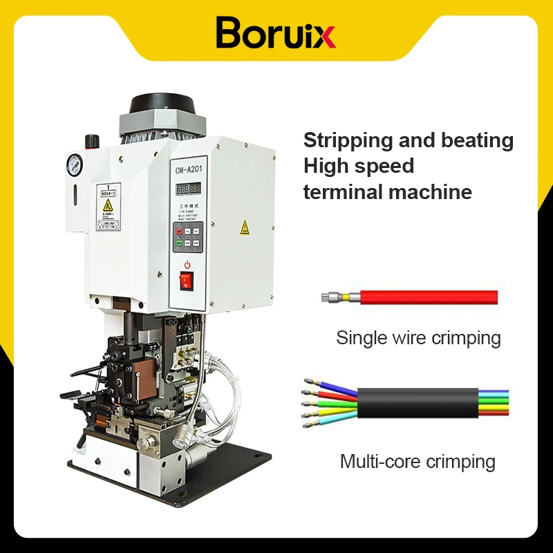 Boruix 2T 0-10mm 0.8kw AWG18-28# Stripping High-speed Terminal Machine, Stripping Multi-core Wire Stripping And Crimping Machine