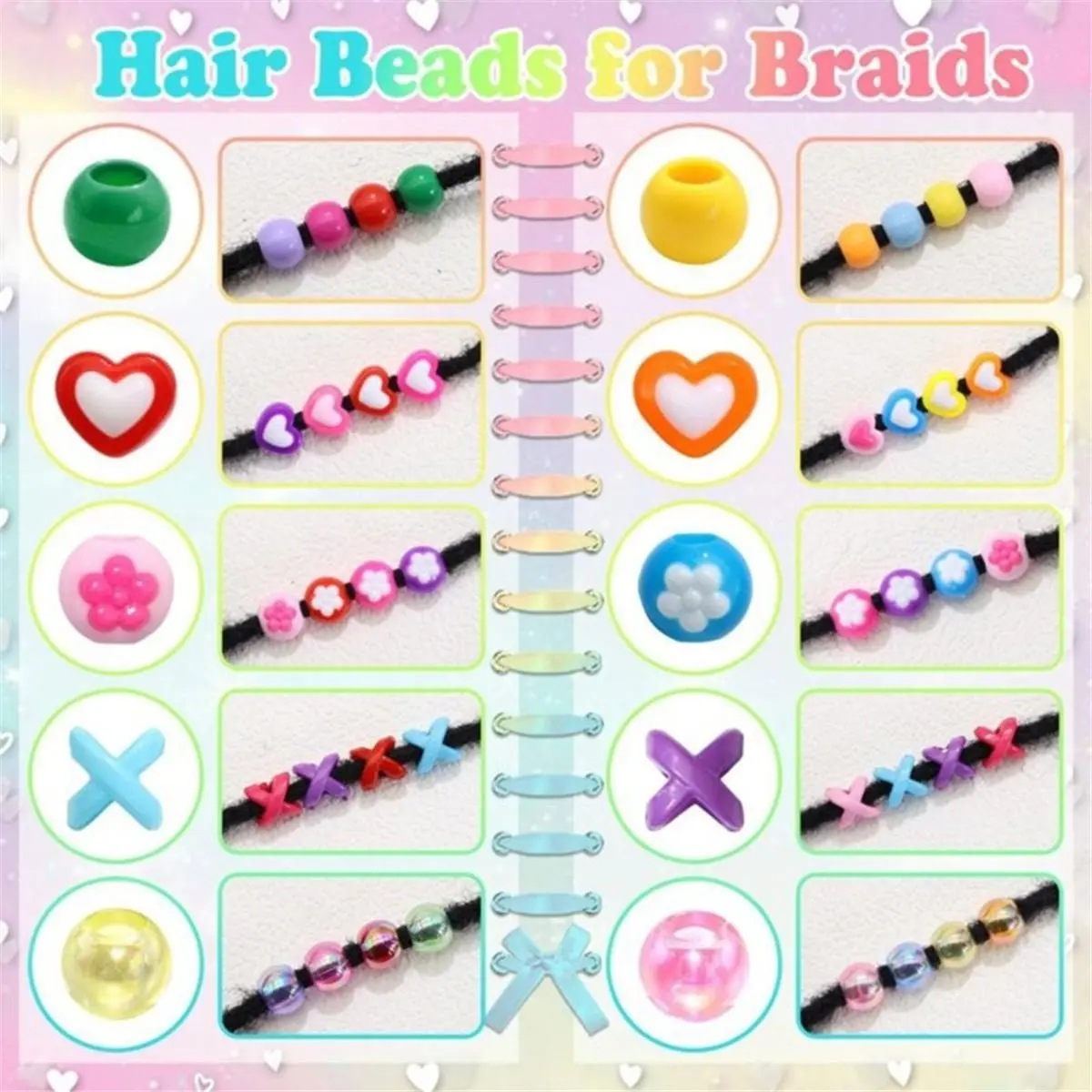 Best of 2026 80PCS Colorful Braid Bead Cute Heart Flower Beads for Hair Braid Kids Bead Set Loc Dreadlock Accessories for Girls