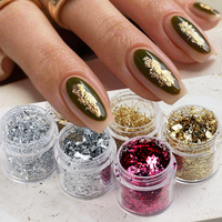 Gold Leaf for Nails Irregular Gold Foil Flakes Silver Glitter Sequins Aluminum Flakies Marble Design Manicure Paillette GL10G-JB