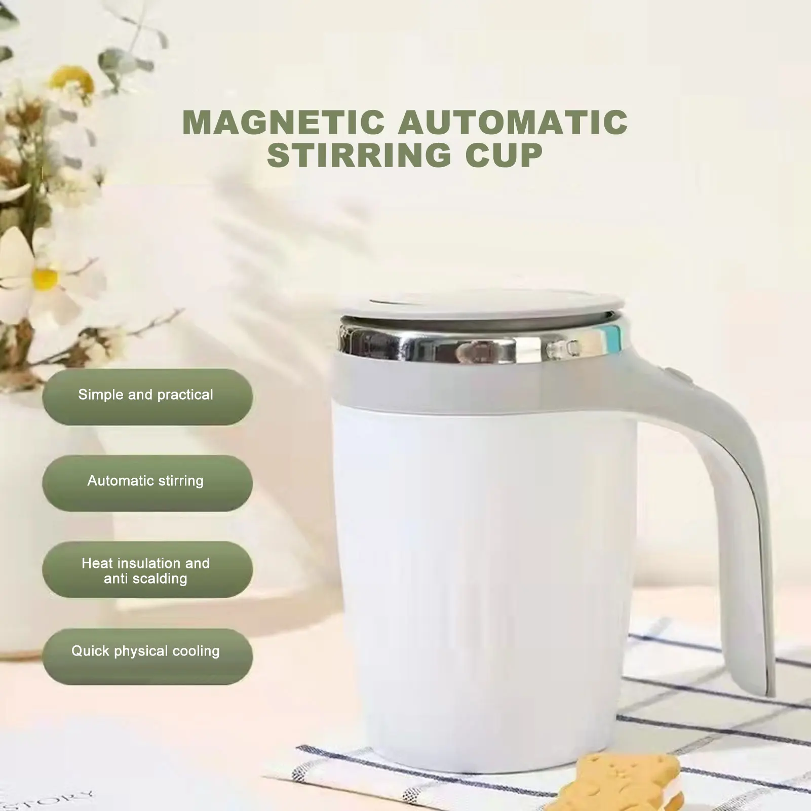 380ml Automatic Magnetic Stirring Coffee Mug Fast Cooling Self Stirring Cup for Chocolate Milk Office Travel