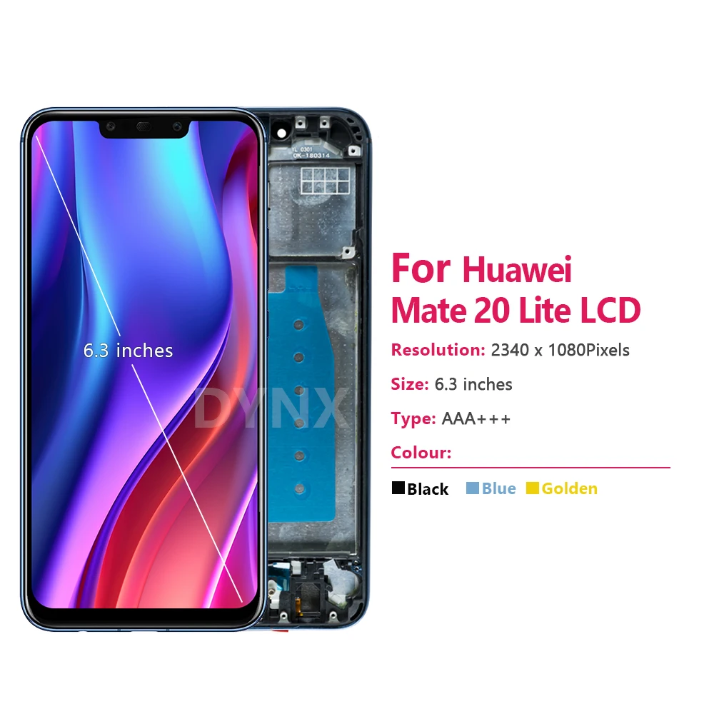 Huawei Mate 20 Lite用タッチスクリーン,6.3インチLCDディスプレイ,スペアパーツ,SNE-AL00, SNE-LX1, SNE-LX2,,lx3