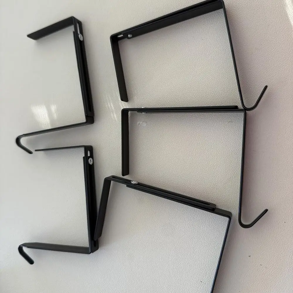 4Pcs Adjustable Block Wall Hangers Metal No Drill String Light Hangers Rustproof Black Outdoor Light String Hooks Concrete Wall