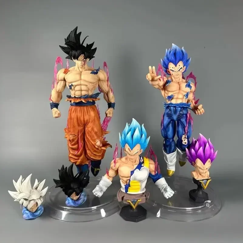 35cm Dragon Ball Z Ultra Instinct Vegeta Figure Replacement Heads Vegeta Action Figures Pvc Statue Collection Model Toys Gift