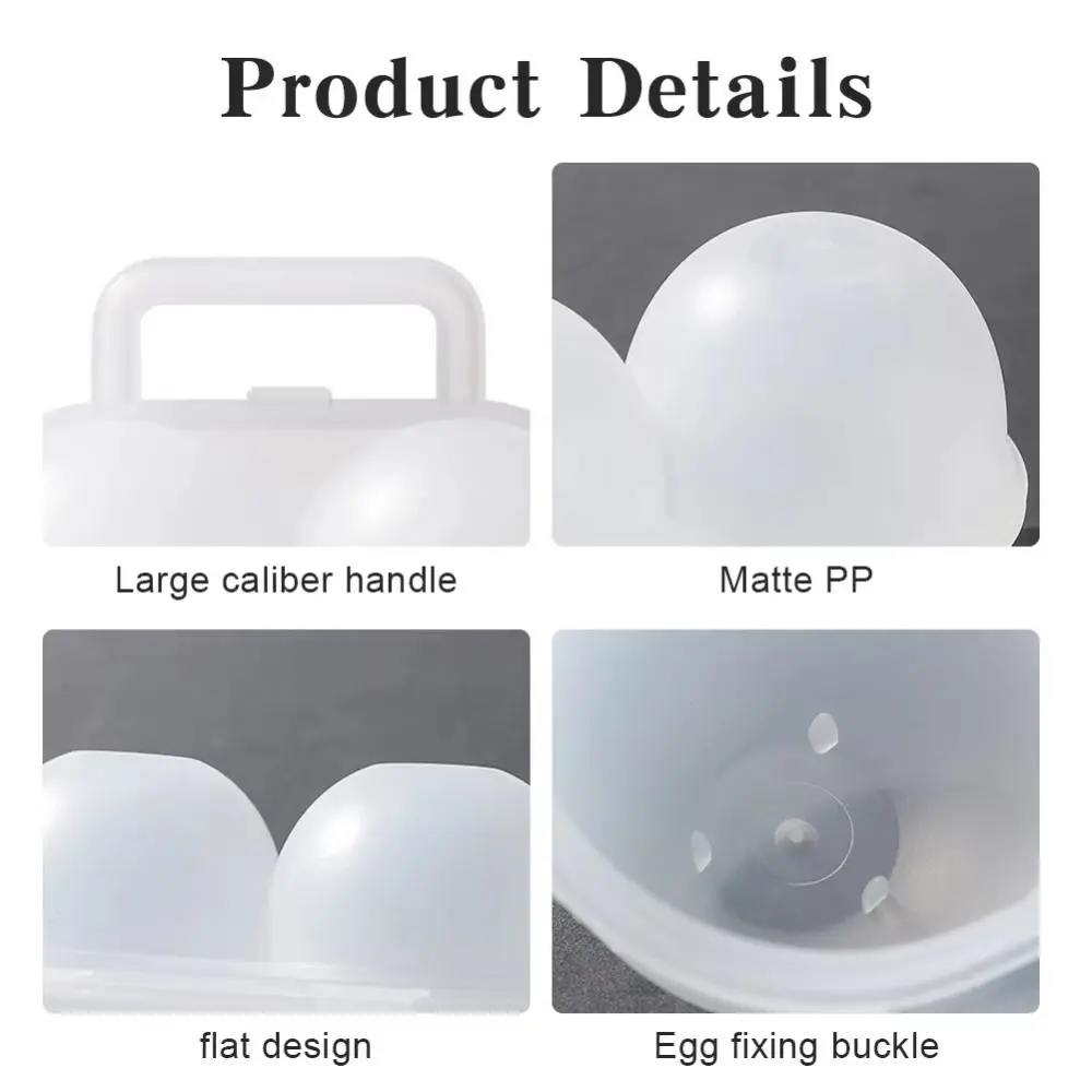 Protective Two Compartment Outdoor Egg Box Shockproof Portable Egg Holder Transparent Drop Resistant Egg Tray Picnic
