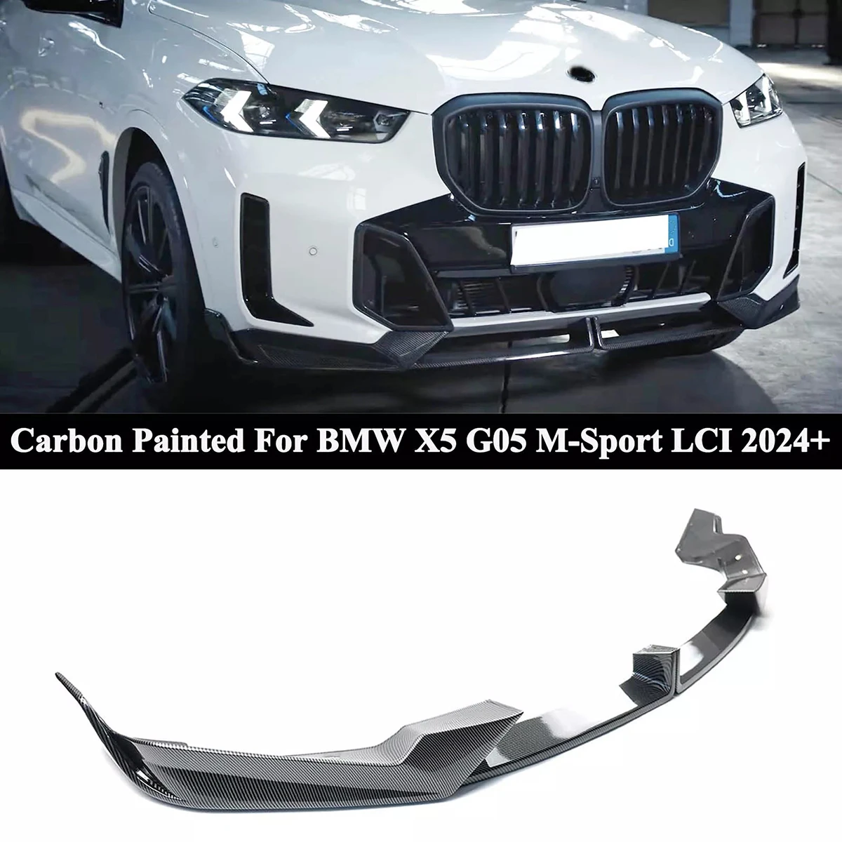 

Front Bumper Lips For BMW X5 G05 LCI M Sport 2023 2024 Car Front Lip Splitter Spoiler Auto Accessories Carbon Fiber Look