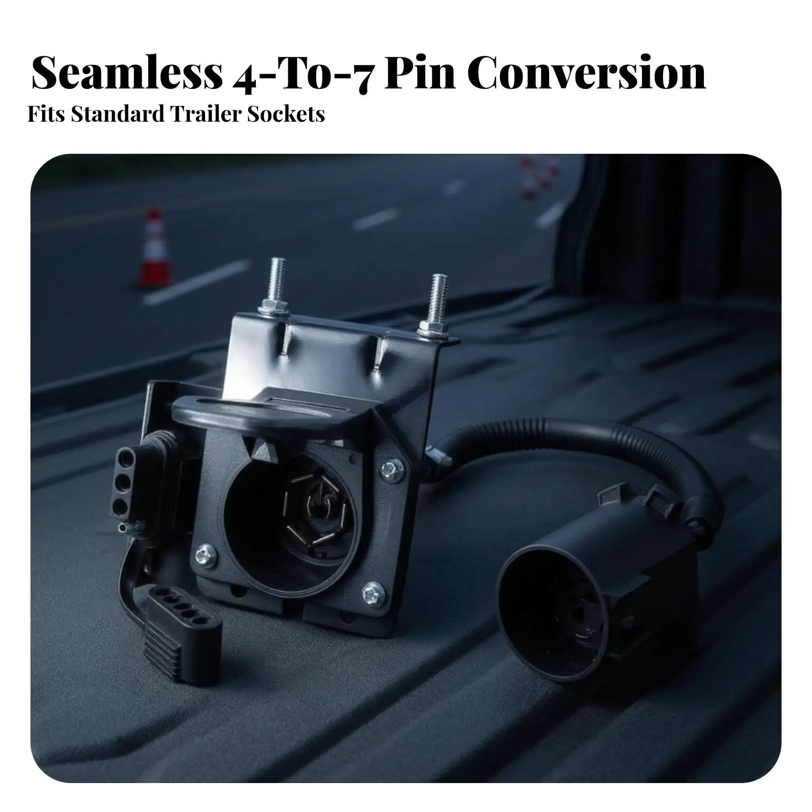 Durable Plastic Trailer Wiring Converter 4 Way Flat to 7 Way Round for Vehicle Trailer Light Power Transfer
