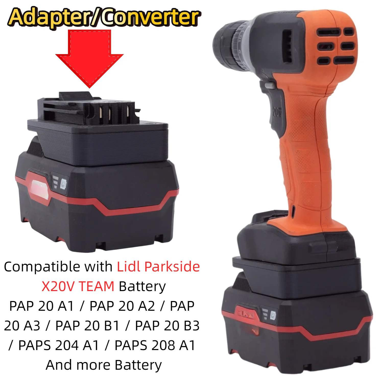 Black+Decker Tool 20V Max - Адаптер/переходник для аккумуляторов Lidl Parkside X20V