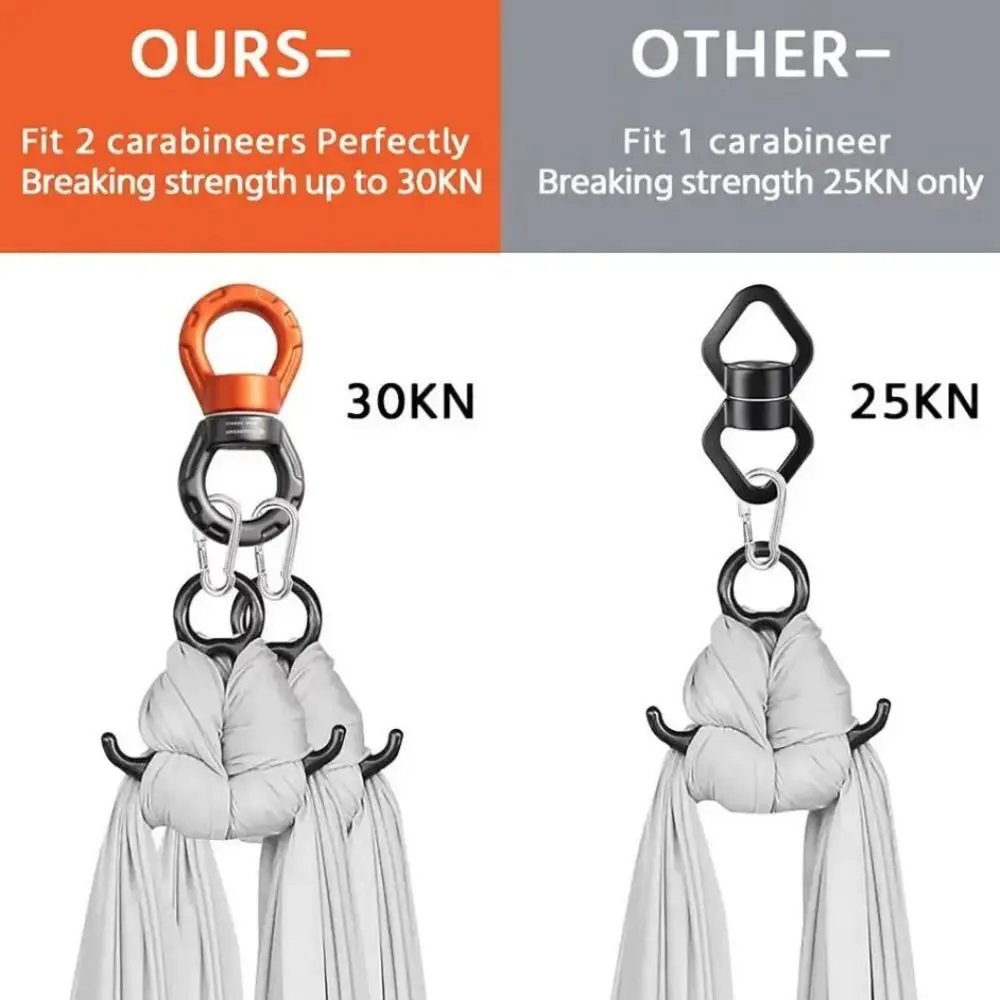 Rotary Swivel 360° Rotation 30kN Swivel Carabiner Anti-Tangles Universal Rotating Carabiner Heavy-Duty Swivel Connector Hammock