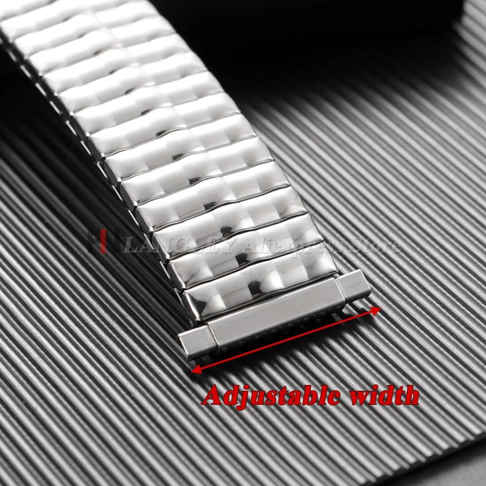 Эластичные ремешки для часов из нержавеющей стали, серебряные регулируемые ширины 16-23 мм для умных часов, мужские металлические расширительные эластичные модные браслеты