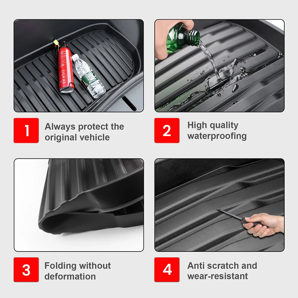 for Tesla Model 3 / Y Front Rear Trunk Mats Upgrade TPE Lower Storage Box Pads Protective Cover Cargo Liner Trunk Tray Floor Mat