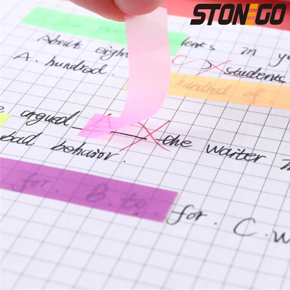 Fluorescent Sticky Notes Memo Pads 200 Sheets Self Adhesive Bookmark Markers for Students Office School Supplies
