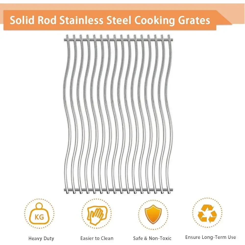 Stainless Steel Grill Grates Replacement Napoleon Prestige PRO 500 Cooking Grid 2 Pack Solid Rods Durable Non-Stick 17 3/4 x 13