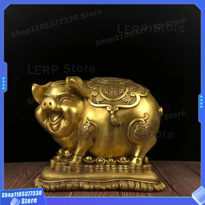 Creative Copper Piggy Bank Zodiac Pig Ornament for Living Room Home Decor Craft Wealth Symbol Furniture Accessory Gift Idea