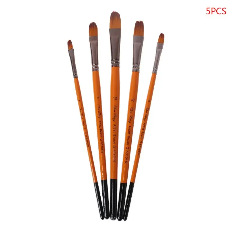 5Pcs Professional Oil Paint Brushes Set Fit for Gouache Acrylic Watercolor Body Painting #2/#6/#8/#10/#12 Brush Nib